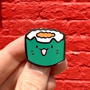 Sushi Cat Hard Enamel Pin | Kawaii Sushi Enamel Pin | Cute Sushi Pin | Cute Cat Pin | Roll of Sushi | Anime Food | Japan Pin | Japanese food