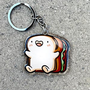 Sandwich Man Keychain | Cute Acrylic Keychain | cute food keychain | happy food keychain | cute sandwich keychain |