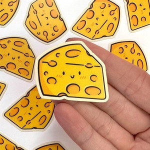 Mini Cheese Vinyl Sticker Waterproof Phone Sticker block of cheese sticker cute cheese sticker mini cheese sticker kawaii food art image 4