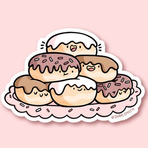 Teller mit Donuts Aufkleber | Wetterfester Vinyl-Aufkleber | Kawaii Essen Aufkleber | Niedliche Donut Aufkleber | Bäckerei Aufkleber | Frühstück Aufkleber |Gebäck