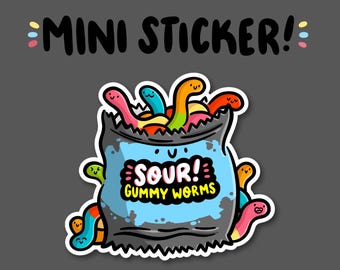 Gummy Worms Mini Sticker |Waterproof Sticker |Kawaii Food Sticker |Junk food sticker |cute candy sticker |gummy candy sticker  |kawaii candy