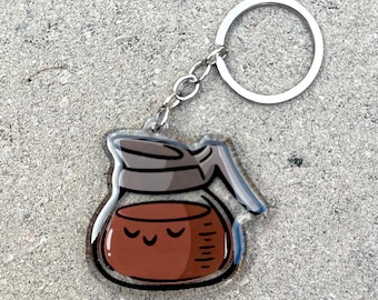 Coffee Pot Keychain |Acrylic Keychain | Pot of coffee keychain | black coffee | coffee drinker gift | brewing coffee | coffee maker keychain