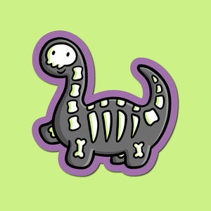 Skeleton Brontosaurus Vinyl Sticker | Cute Dinosaur Sticker | Halloween Sticker | Cute Skeleton Sticker | Spooky Skeleton |Halloween costume