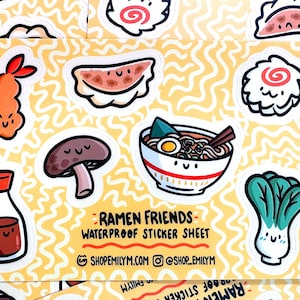 Ramen Waterproof Sticker Sheet | Mini Vinyl Stickers | Cute ramen stickers | Japanese food sticker | soy sauce sticker | kawaii food sticker