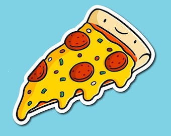 Pepperoni Pizza Sticker| Waterproof Vinyl Sticker | Slice of Pizza | Junk Food sticker | Cute Food Sticker | Kawaii Food Sticker | Pizza art