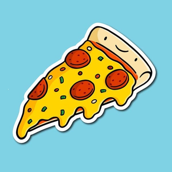 Pepperoni Pizza Sticker| Waterproof Vinyl Sticker | Slice of Pizza | Junk Food sticker | Cute Food Sticker | Kawaii Food Sticker | Pizza art