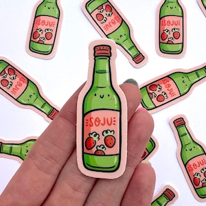Mini Strawberry Soju Vinyl Sticker| Bottle of Soju Sticker |cute soju sticker |cute drinks sticker |alcoholic drinks sticker | 21st birthday