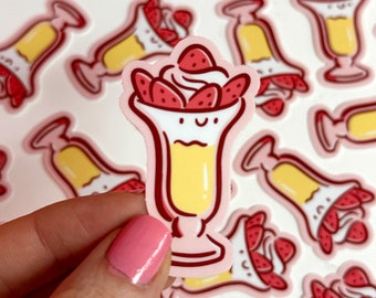 Strawberry Parfait Sticker | Waterproof Sticker |Kawaii Sticker | Cute mini sticker | Strawberry sticker | cute dessert sticker |Pudding