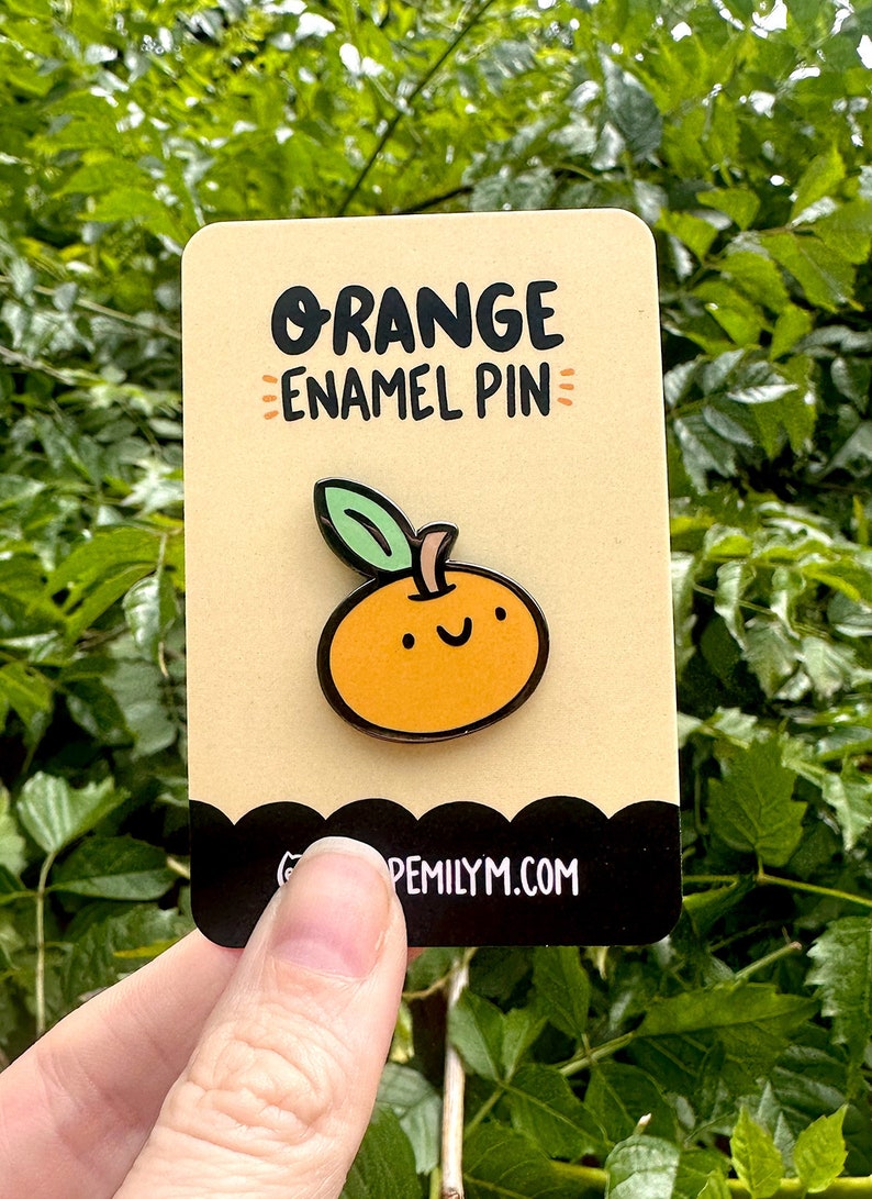 Orange Enamel Pin | Kawaii Enamel Pin | Cute Hard Enamel Pin | Kawaii ...