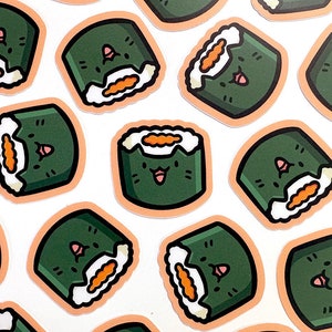 Mini Sushi Cat Vinyl Sticker Waterproof Phone Sticker maki sushi sticker sushi roll sticker cute mini sushi sticker kawaii sushi image 2