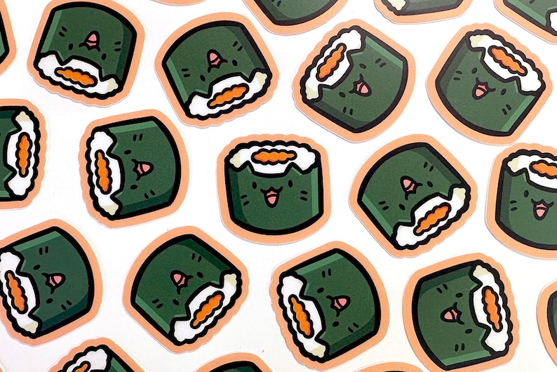 Mini Sushi Cat Vinyl Sticker Waterproof Phone Sticker maki sushi sticker sushi roll sticker cute mini sushi sticker kawaii sushi image 2