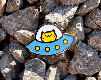 Glitter Space Cat Hard Enamel Pin |Kawaii Enamel Pin |Outer space pin |cute cat enamel pin | alien enamel pin |kawaii space pin | kawaii UFO