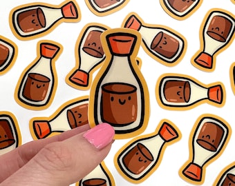 Mini adesivo de vinil com molho de soja | Adesivo de telefone à prova d'água | Garrafa do molho de soja adesivos de <br> Entrega Rápida? molho de soja bonito adesivo | adesivo de comida kawaii