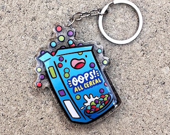 Achtung! Alle Getreide Keychain | Süßer Acryl Schlüsselanhänger | süßer Schlüsselanhänger | Frühstück Schlüsselanhänger | Box Müsli Schlüsselanhänger | Obst Müsli Schlüsselanhänger