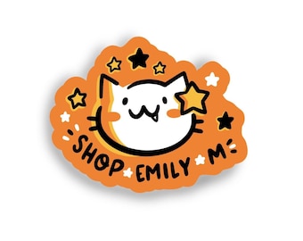Halloween Shop Emily M Mini Sticker | Waterproof Vinyl Mini Sticker | Cute cat sticker | halloween cat sticker | kawaii cat sticker |