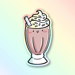 Chocolate Milkshake Sticker | Weatherproof Vinyl Sticker| Kawaii Sticker| Cute Desserts Sticker |Junk Food Sticker |Pastel Rainbow Gradient