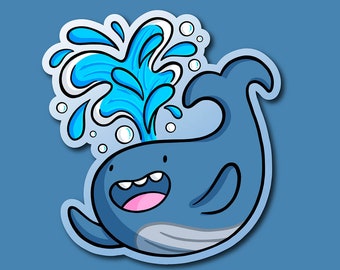Blue Whale Sticker| Waterproof Vinyl Sticker | Cute Sea Creature Sticker | Cute Animals Sticker | Kawaii Whale Sticker| Ocean Animal Artwork