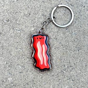 Bacon Keychain | Cute Acrylic Keychain | meat keychain | cute food keychain | breakfast keychain | brunch keychain | happy food keychain