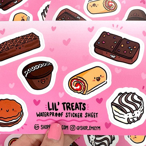 Lil Treats Waterproof Sticker Sheet |Mini Vinyl Stickers |cute desserts stickers | pastries stickers | junk food stickers | ute food sticker