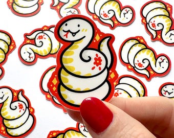 Mini adesivo dell'anno del serpente / adesivo del serpente bianco / adesivo dell'anno di nascita / adesivo degli animali dello zodiaco / capodanno lunare / adesivo del serpente dello zodiaco