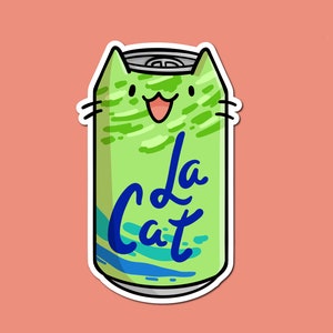 La Cat Sticker| Lime La Croix Sticker | Waterproof Vinyl Sticker |Kawaii Drink Sticker |Seltzer Water Sticker |Cute Cat Sticker | Kawaii Cat