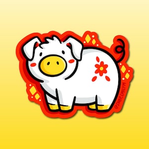 Year of the Pig Sticker | Waterproof Vinyl Sticker |Chinese Zodiac Sticker |Lunar New Year Sticker |Cute pig sticker | kawaii zodiac animal