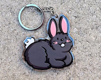 黒うさぎキーホルダー | かわいいアクリルキーホルダー | かわいい動物キーホルダー | 黒うさぎキーホルダー | ペットうさぎキーホルダー | かわいいうさぎキーホルダー