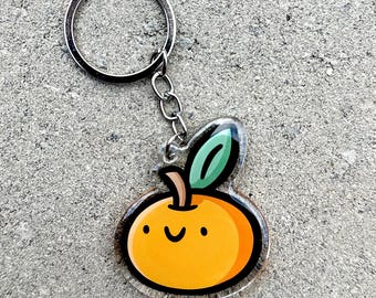 オレンジのキーホルダー | かわいいアクリルキーホルダー | マンダリンオレンジのキーホルダー | かわいいフルーツキーホルダー | ハッピーフードキーホルダー | ビーガンキーホルダー | かわいい食べ物