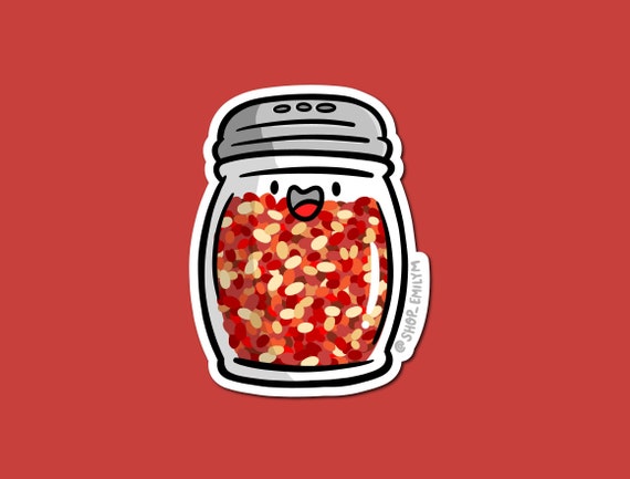 Red pepper flakes Sticker | Weatherproof Vinyl Sticker| Kawaii Sticker| Cute spices sticker |pizza themed sticker |red pepper shaker sticker