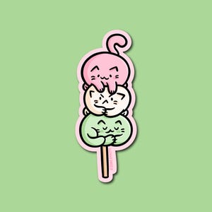 Dango Cat Sticker | Weatherproof Vinyl Sticker | kawaii Food sticker | hanami dango sticker | cute cat sticker | japanese food sticker