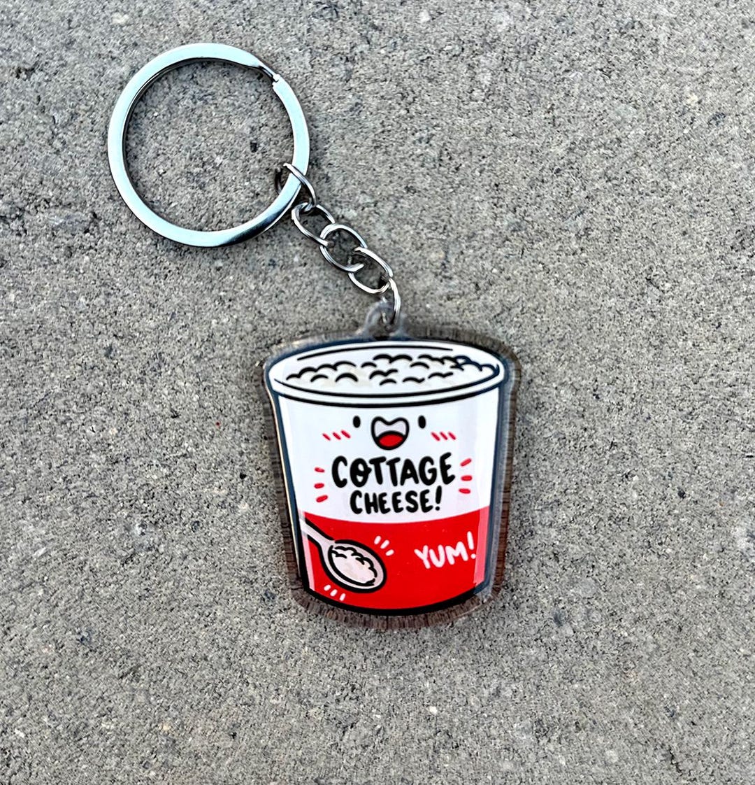 Cottage Cheese Keychain | Cute Acrylic Keychain | Tub of Cottage Cheese ...