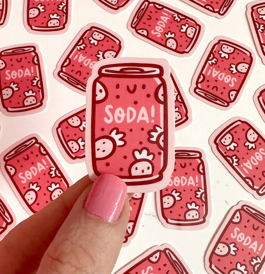 Strawberry Soda Mini Sticker | Waterproof Sticker |kawaii Vinyl Sticker ...