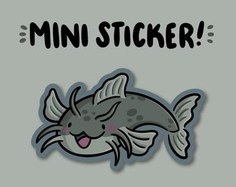 Catfish Mini Sticker | Waterproof Sticker |Kawaii Fish Sticker |cute catfish sticker | fishing sticker |cute animal sticker |catfishing