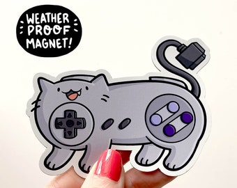 Super Video Game Cat Magnet | Vinyl Magnet | Gamer Magnet | Kawaii Cat Magnet | Gaming Controller| Locker Magnet | Gamer Gift | Retro Gaming