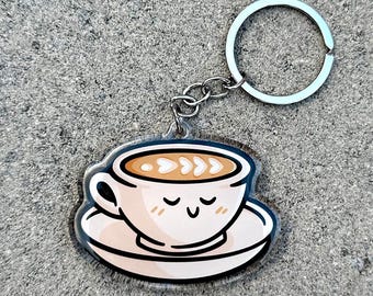Porte-clés latté | Joli porte-clés en acrylique | porte-clés buveur de café | porte-clés expresso | tasse de café porte-clés | Adorable porte-clés pour boissons