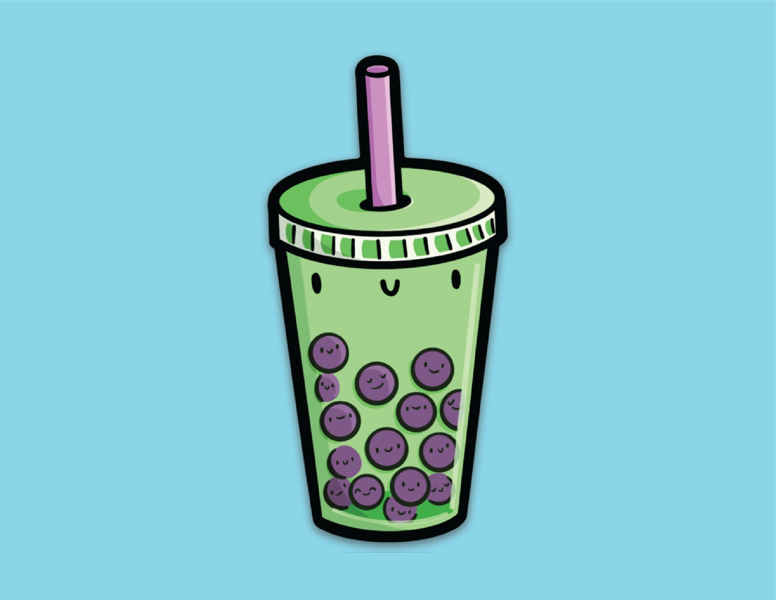 Matcha Bubble Tea Sticker Green Boba Tea Cup Kawaii Drinks Etsy