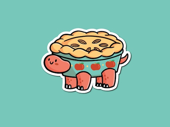 Apple Pie Turtle Sticker| Waterproof Vinyl Sticker | Cute Turtle Sticker | Cute Desserts Sticker | Kawaii Food Sticker | Anime Art Stickers 