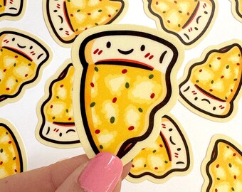 Mini Cheese Pizza Vinyl Sticker | Waterproof Phone Sticker | Slice of pizza sticker | cute food sticker | junk food sticker | cute pizza art