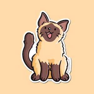 Siamese Cat Sticker| Weatherproof Vinyl Sticker| Kawaii Sticker| Pet Cat Sticker | Pet portrait | cute siamese cat artwork | kawaii cat