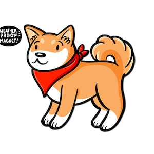 Tan Shiba Inu Magnet / Imán de Coche de Vinilo Impermeable / Imán de Perros Kawaii / Imán de Nevera de Anime / Sésamo Shiba Inu / Lindo Imán de Perro Tan