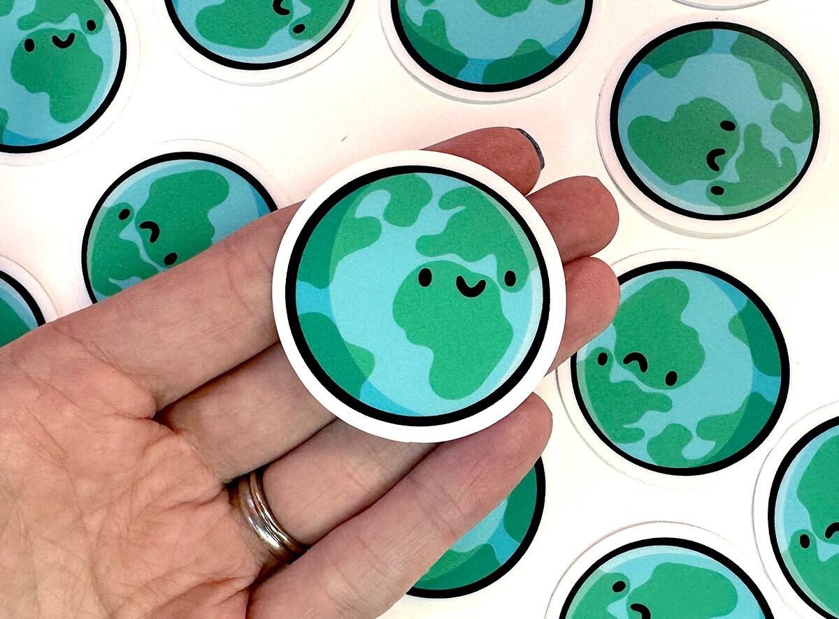 Mini Earth Sticker | Waterproof Vinyl Sticker | Kawaii Space | Water ...