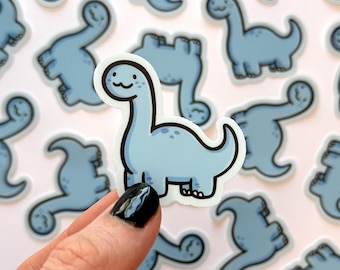 Mini pegatina de Brontosaurio / Pegatina impermeable / Pegatina de dinosaurio Kawaii / Pegatina de dinosaurio de cuello largo / Pegatina de dinosaurio para niños / Dinosaurio lindo