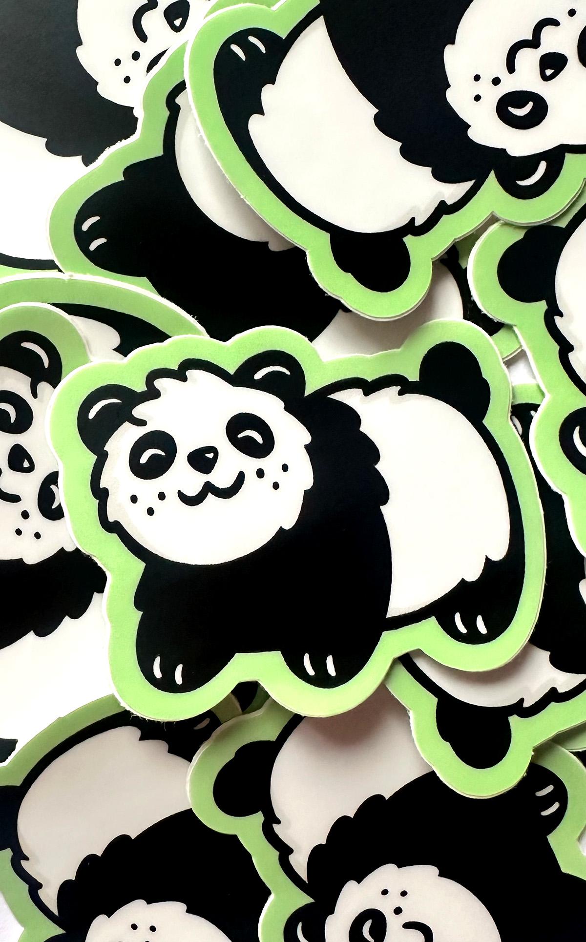 Panda Mini Sticker Mini Panda Sticker | Cute Panda Bear Sticker | Kawaii Panda Sticker ...