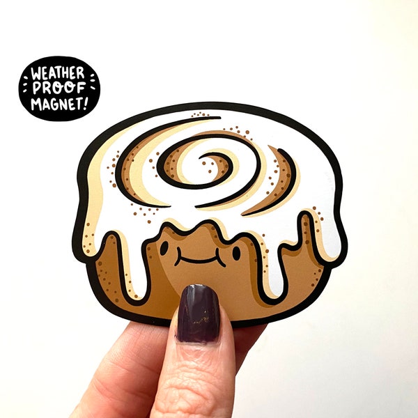 Cinnamon Roll Magnet | Cute dessert magnet | Waterproof Vinyl Magnet | Kawaii Food Magnet | Anime Fridge Magnet | Pastry Magnet | Cute Food