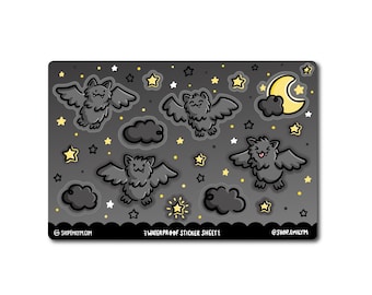 Bats Sticker Sheet | Mini Vinyl Stickers | halloween sticker sheet | cute bats sticker sheet | Night sky stickers | Vampire bat stickers