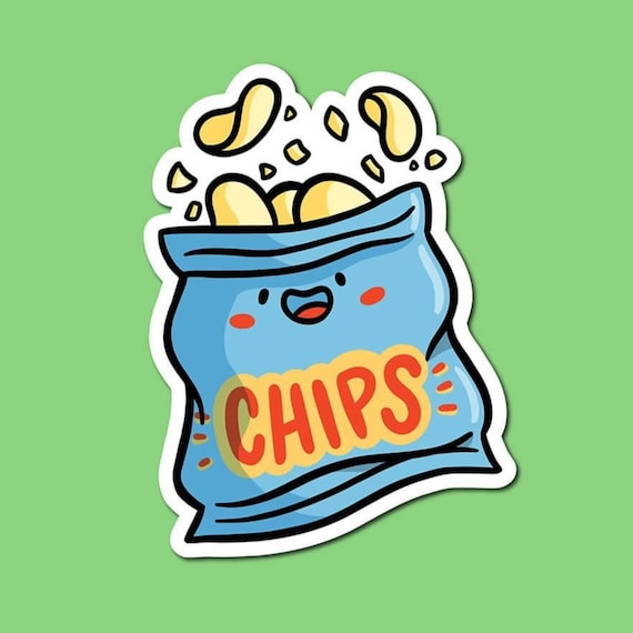 Potato Chips Vinyl Sticker Bag of Chips Sticker Cute Food Etsy