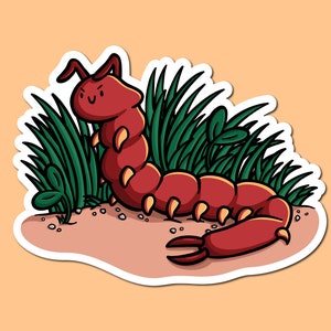 Centipede Vinyl Sticker | Cute Bug Sticker | Insects Sticker| Kawaii Bugs Art |Weatherproof Sticke | Water Bottle Sticker| Creepy Crawler