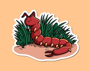 Centipede Vinyl Sticker | Cute Bug Sticker | Insects Sticker| Kawaii Bugs Art |Weatherproof Sticke | Water Bottle Sticker| Creepy Crawler