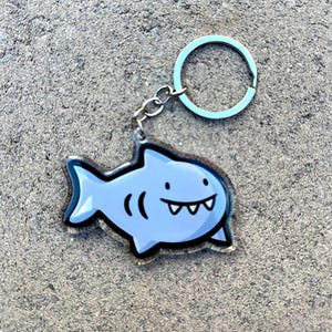 Shark Keychain | Kawaii keychain | cute shark artwork | Sea creature keychain | cute animals keychain | happy shark | aquarium keychain