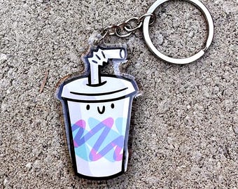 90's Cup Keychain | Cute Acrylic Keychain | kawaii drinks keychain | junk food keychain | soda keychain | fast food keychain | pop keychain